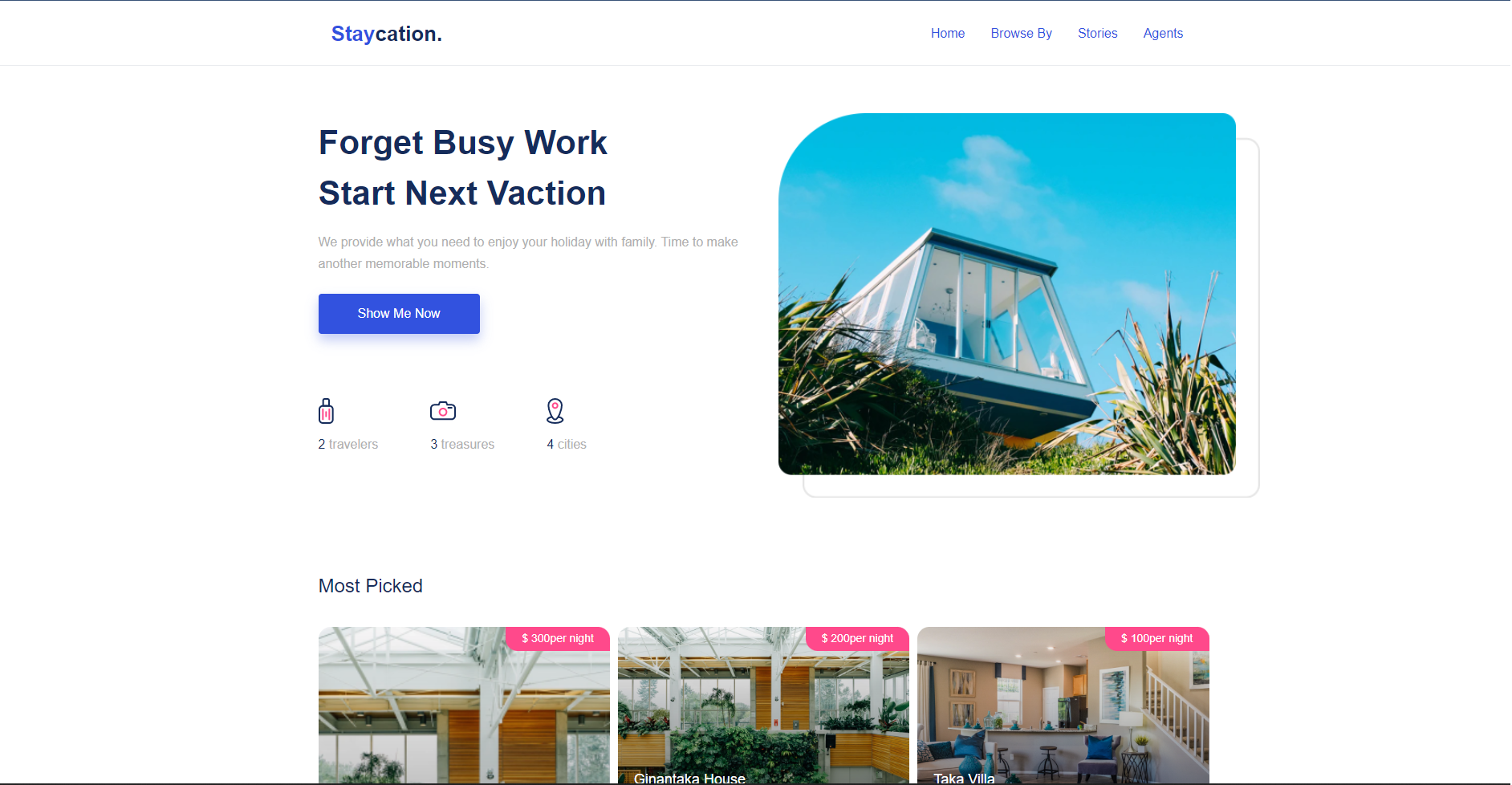 Staycation tourism website screenshot